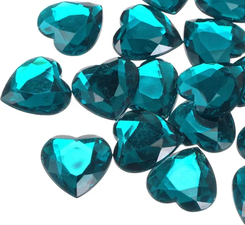 Vista 15 de MECCANIXITY 20 piezas de diamantes de imitación acrílicos de corazón de 0.787 pulgadas (0.787 in) con parte trasera plana, gemas de plástico