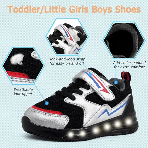 Vista 5 de Floranate Tenis ligeros con luz LED intermitente para niños y niñas pequeños