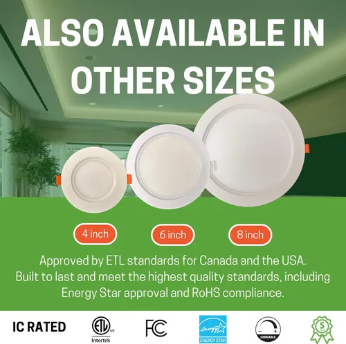 Vista 7 de E2 Lighting Luz LED empotrable de 4 pulgadas, retrofit LED empotrable de 4 pulgadas, 9W regulable delgado LED Downlight, 3CCT sintonizable