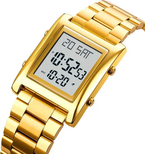 Vista 3 de RNONDRY Reloj digital para hombre y mujer, reloj rectangular de acero inoxidable para hombres, reloj de pulsera impermeable