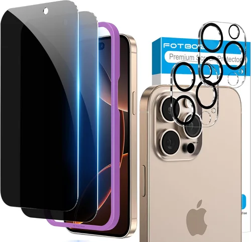 Vista 9 de Fotbor Protector de pantalla de privacidad para iPhone 13 Pro con protector de lente de cámara [2 + 2 unidades], con kit de fácil instalación