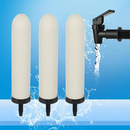 Vista 6 de HUINING 2 velas de filtro de cerámica de repuesto de 10 pulgadas con carbón activado para sistema de filtro de agua por gravedad de encimera, cubo