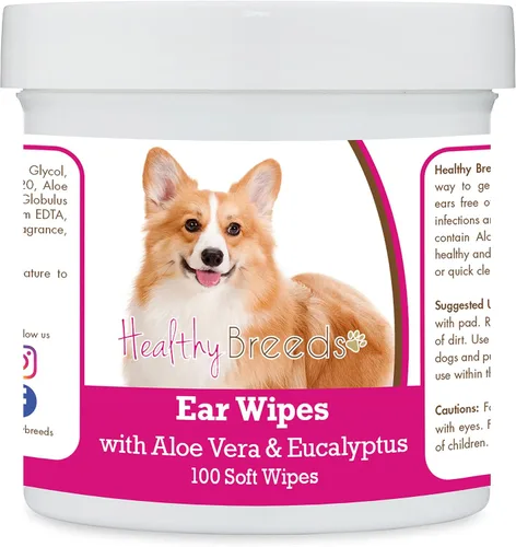 Vista 118 de Healthy Breeds Affenpinscher Toallitas de limpieza de oídos con aloe y eucalipto para perros, 100