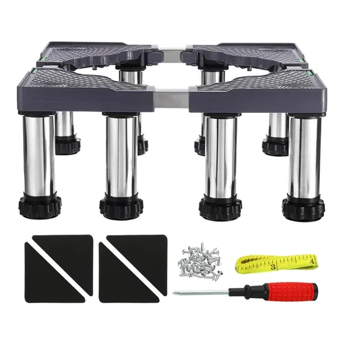 Vista 11 de PATIKIL Mini soporte para nevera, 8 pies fuertes, base de soporte de lavandería, bandeja de base ajustable multifuncional, antivibración