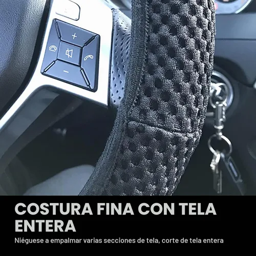 Vista 4 de Tesnaao Pack-1 Funda para volante de coche, malla de masaje 3D de seda de hielo transpirable sin anillo interior, protector antideslizante de agarre