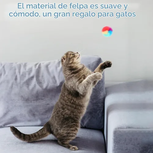 Vista 4 de KALIONE 30 piezas bolas de peluche suave para gatos de 1.2 pulgadas, bolas de juguete arcoíris para gatos, bolas peludas para gatitos, bolas