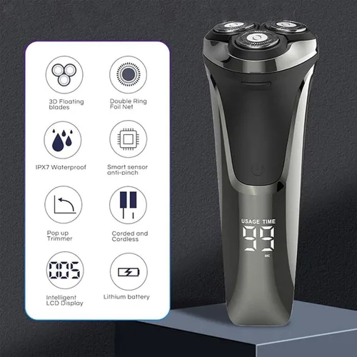 Vista 6 de Snapbuy - Maquinilla de afeitar eléctrica para hombres, afeitadora eléctrica Snapbuy Pro del padre, afeitadoras eléctricas para hombres, Ipx7 Negro