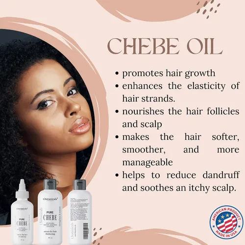 Vista 3 de Pure Chebe Serum con aceites esenciales de lavanda, romero y menta, fórmula para el crecimiento del cabello (4 onzas)