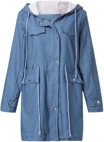 Vista 4 de chouyatou Abrigo largo de invierno con capucha y forro polar Sherpa para mujer
