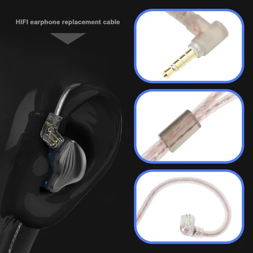 Vista 2 de The Lord of the Tools Cable de repuesto para auriculares C Pin de 0.138 in con micrófono compatible con cable estéreo KZ