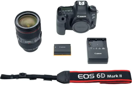 Vista 3 de Canon Cámara DSLR EOS 6D Mark II con lente f/4L II de 0.945-4.134 in (1897C009) + monitor 4K + lente Canon EF de 0.945-2.756 in + micrófono Pro +