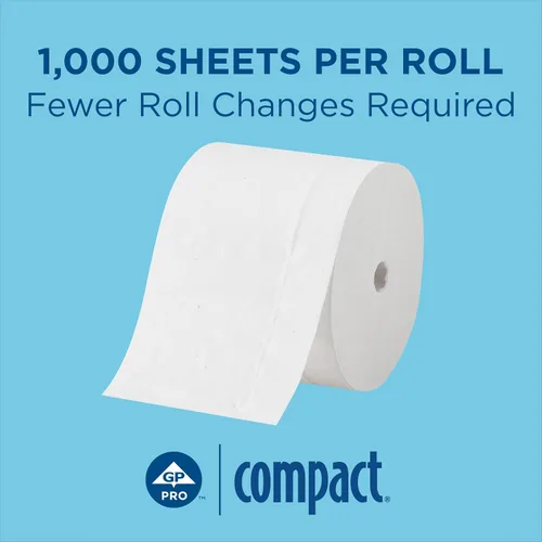 Vista 2 de GP PRO (Georgia-Pacific) Compact Coreless 2-Ply Recycled Toilet Paper by Georgia-Pacific, 19375, 1,000 hojas por rollo, 36 rollos por caja