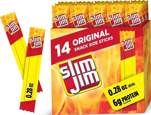 Vista 10 de Slim Jim - Palitos de carne seca ahumada, sabor original, 0.28 onzas, 14