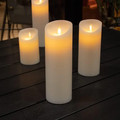 Vista 7 de Fire Tek - Vela de pilar sin llama de 3 x 8.7 pulgadas, 1 vela LED programable, llama bailarina, para el hogar, bodas y fiestas, vela blanca
