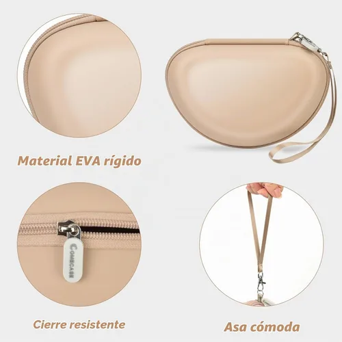 Vista 4 de COMECASE Funda para auriculares Beats Solo 4/Studio Pro con bolsillo de Beige