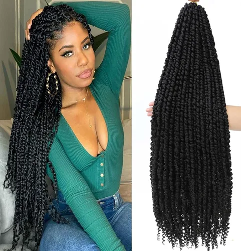 Vista 26 de Cabello Corto PassionTwist de 8 Pulgadas Cabello Pre-retorcido Passion Twists Cabello de Ganchillo Pre-enrollado Cabello Rizado de Ganchillo para 1b
