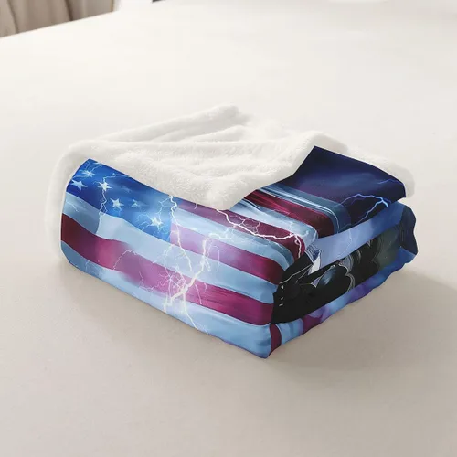 Vista 4 de Homewish Manta de avión 3D, mantas de bandera estadounidense para niños y adolescentes, manta de vellón con relámpagos brillantes y modernos, manta