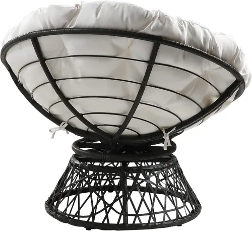 Vista 6 de OSP Home Furnishings – Silla Papasan de mimbre con giro de 360 grados, marco gris con cojín blanco