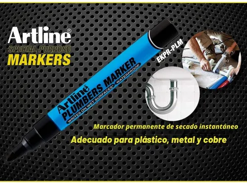 Vista 7 de Artline Plumbers - Marcadores permanentes, serie profesional, para uso en superficies húmedas, marcadores de construcción impermeables, punta