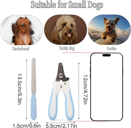 Vista 2 de Cortaúñas para perros pequeños, herramienta profesional de aseo profesional con lima de uñas (azul)