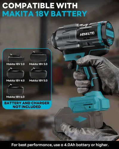 Vista 2 de Llave de impacto inalámbrica para batería Makita de 18 V, 1500 Nm (1106 pies-libras) pistola de impacto sin escobillas de 1/2 pulgada, luz