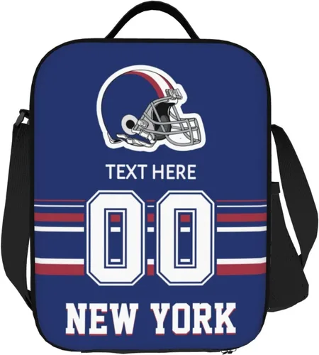 Vista 29 de Bolsa de almuerzo personalizada de Nueva Inglaterra, regalos para hombres, mujeres, fanáticos, con nombre y número personalizados, correas de hombro