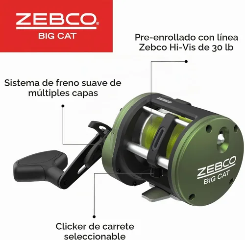 Vista 5 de Zebco Combo de carrete convencional y caña de pescar Big Cat