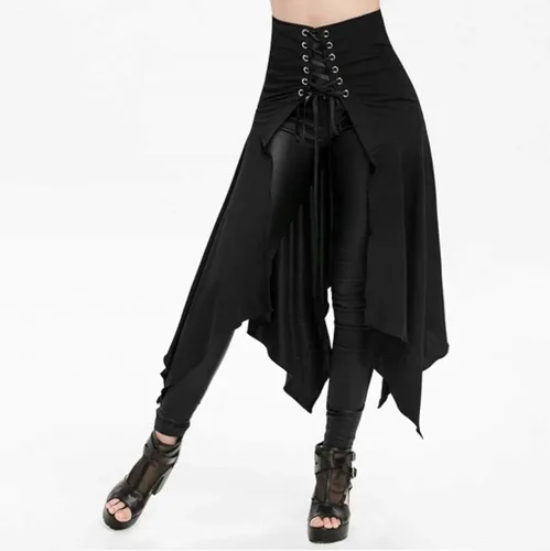 Vista 2 de SHOPESSA Disfraz de Halloween para mujer, pirata, gótico, punk, falda sexy, falda renacentista, corsé medieval, vestido corto