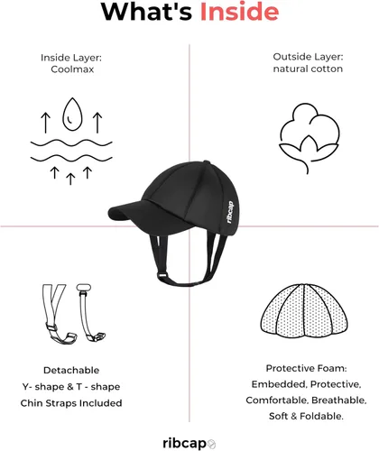 Vista 3 de Ribcap Casco médico para niños Gorra de béisbol con correa para la barbilla Casco suave para epilepsia Casco protector para convulsiones