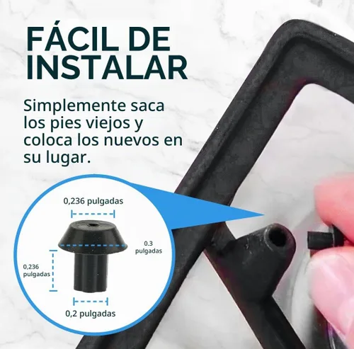 Vista 5 de 20 unidades de topes de pié de caucho, material resistente al calor, equivalente a PD040035 por Impresa Producst