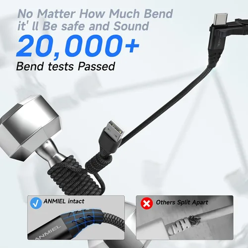 Vista 5 de Cable USB tipo C [4 unidades de 10 pies] USB 3A cable de carga rápida trenzado compatible con Samsung Galaxy A10e A20 A50 A51 A71, S10 S9 S8 Plus