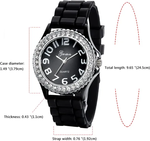 Vista 6 de Avaner Reloj de pulsera con diamantes de imitación de silicona analógico para mujer