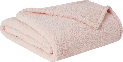 Vista 3 de Brooklyn Loom Marshmallow Sherpa Blush - Manta King de microfibra de 100 % poliéster, temática casual sólida, ropa de cama para adultos, certificado
