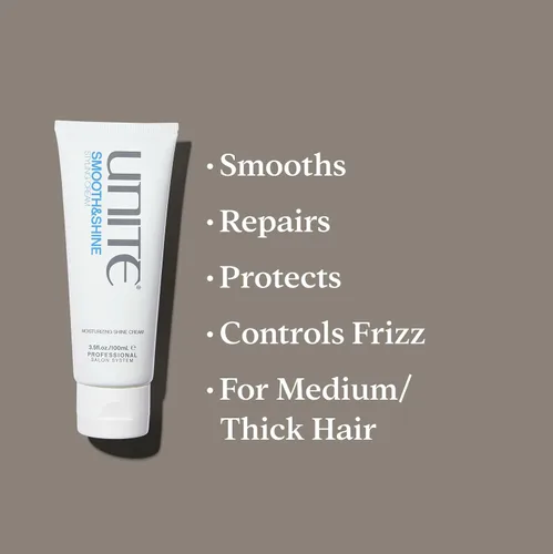 Vista 2 de UNITE Hair Smooth & Shine - Crema de peinado, 3.5 onzas líquidas (paquete de 1), color blanco Crema suavizante antiencrespamiento para cabello