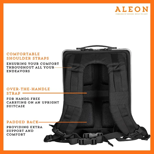 Vista 8 de Mochila híbrida ligera de aluminio de 17 pulgadas para hombres y mujeres, se adapta a portátiles de 15 pulgadas, mochila rígida de alta calidad