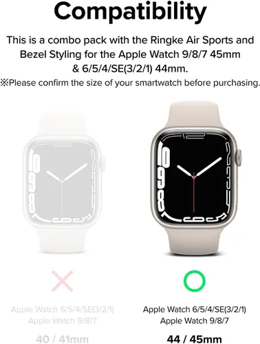 Vista 2 de Ringke Fusion Bumper para Apple Watch Series 9, 8, 7 (1.772 in), SE 3, 2, 1 (1.732 in), funda protectora de doble capa, color negro