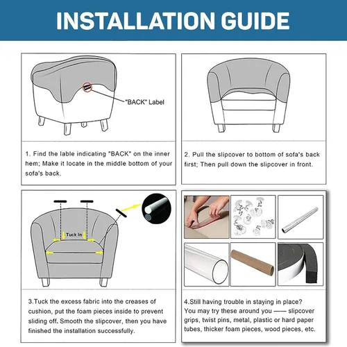 Vista 6 de Funda elástica para silla de club, fundas de microfibra para sillas de bañera que se pueden mover suaves, lavables a máquina, funda elástica
