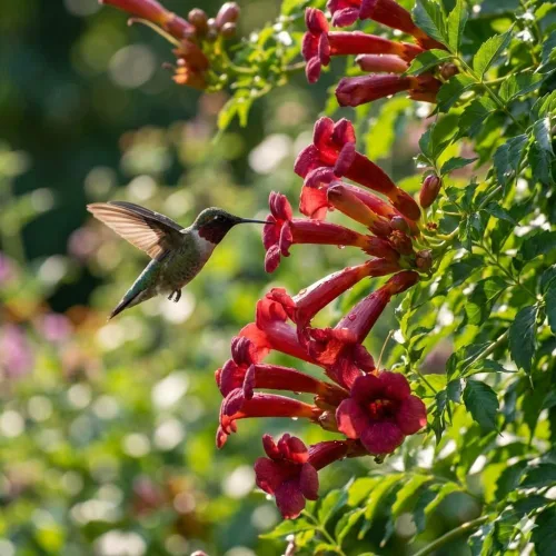 Vista 2 de Semillas de vid de trompeta de colibrí rojo oscuro Colibríes resistentes Love It jocad (20 semillas)