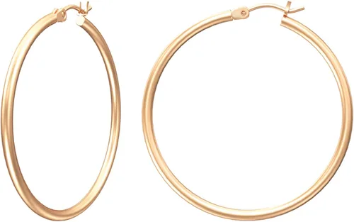 Vista 50 de Aretes de aro de oro para mujer chapados en oro real de 14 quilates con poste de plata de ley 925 Dorado