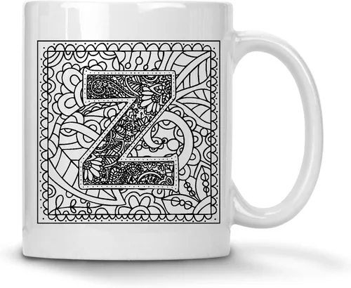 Vista 24 de Alankathy Mugs Taza de café monograma, 11 oz, color blanco (A)