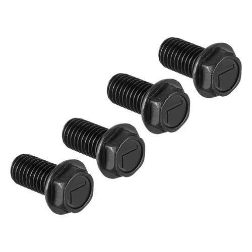 Vista 3 de uxcell Tornillos de brida hexagonal métrica M6x17mm rosca izquierda 8.8 grado acero al carbono negro 4pcs