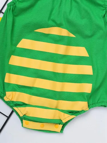 Vista 6 de Hansber - Mono de bebé con diseño de dinosaurio de dibujos animados para bebés y niños, sin mangas, con gorro