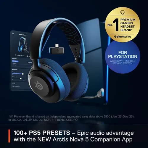 Vista 2 de SteelSeries Arctis Nova 5P Wireless Multi-System Gaming Headset — Neodymium Magnetic Drivers — 100+ Audio Presets — 60 HR Battery — 2.4GHz or BT