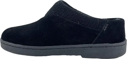 Vista 3 de Clarks Pantuflas de gamuza para mujer JMH2175 con cuello de punto, forro de piel sintética de felpa suave, pantuflas de casa para interiores
