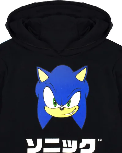 Vista 4 de Sonic The Hedgehog Sudadera con capucha para niños, suéter negro japonés gamer