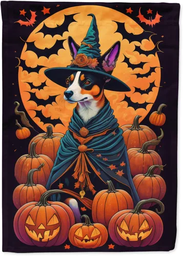 Vista 80 de Caroline's Treasures DAC1466GF - Bandera decorativa para jardín de Halloween de Affenpinscher Witchy para jardín, decoración para patio exterior