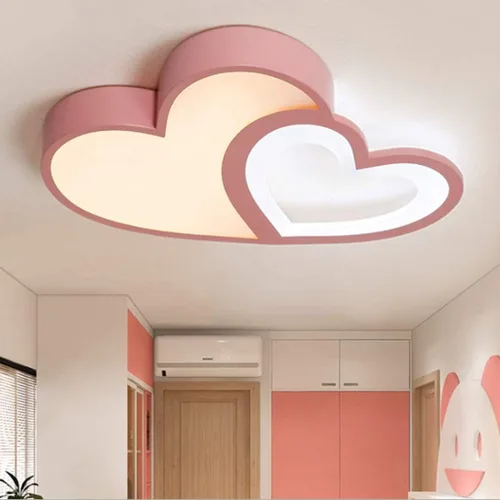 Vista 2 de NERDOH Lámpara de techo LED moderna para habitación de los niños, lámpara de techo creativa en forma de corazón, dormitorio de bebé, regulable