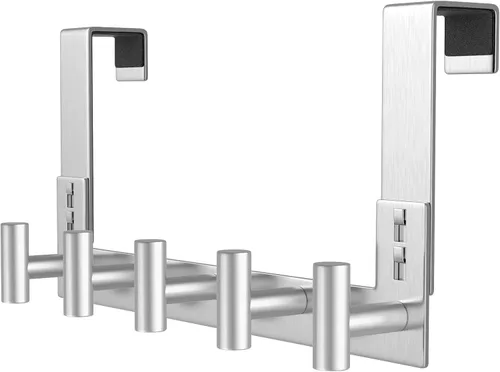Vista 9 de HUFEEOH Paquete de 1 soporte negro para puerta con 4 ganchos en T