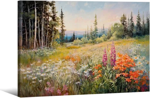 Vista 36 de Póster de paisaje campestre y lago, arte de pared de paisaje de naturaleza otoñal, 08 x 10 pulgadas, marco negro, pintura al óleo vintage de otoño