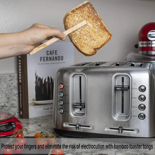 Vista 6 de Toaster Buddy Pinzas de bambú carbonizado: tu versátil compañero de cocina por KitchenVIA